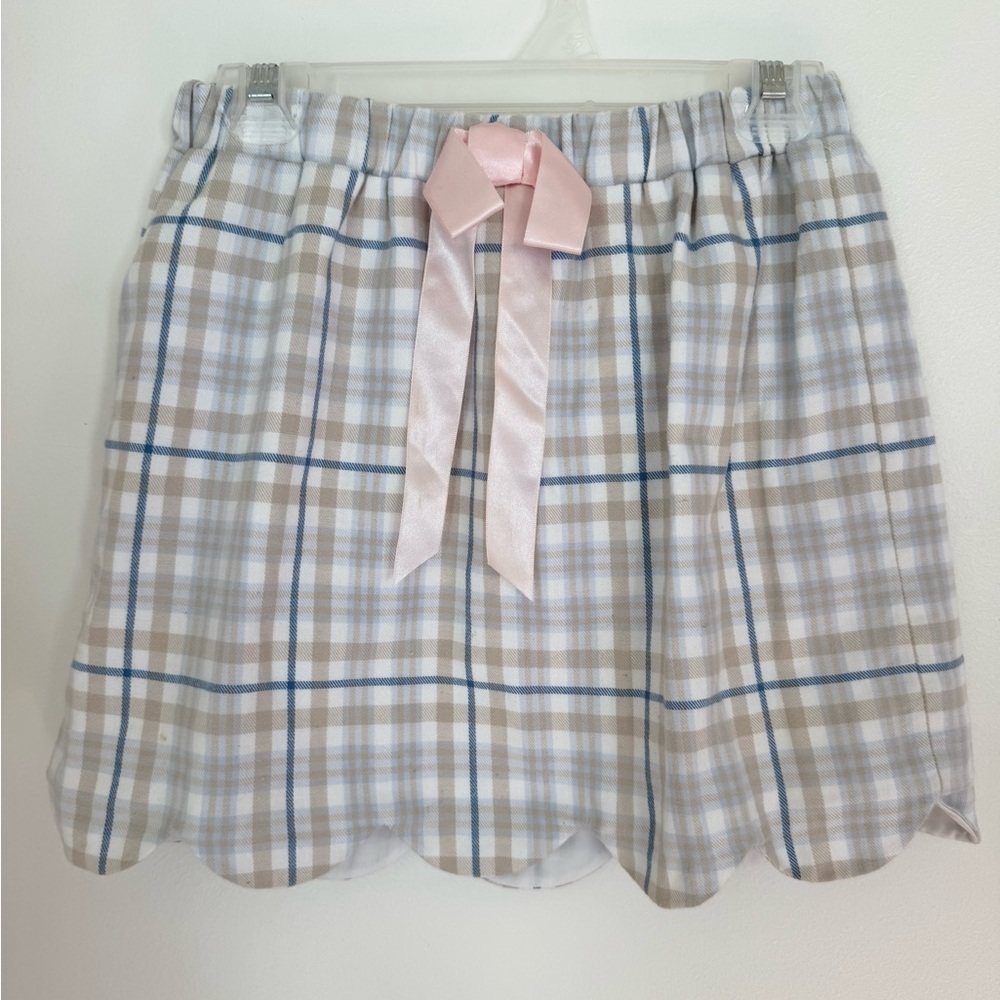 Lullaby Set Plaid Skirt with Pink Bow